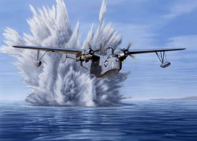 "P-Boat: One, U-Boat: Nothing"-Don Feight-Martin Mariner World War II Art